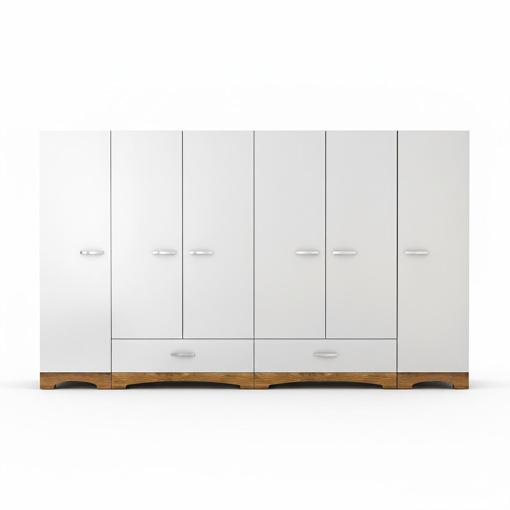 Skye Decor Kleiderschrank Valencia (7-St) XXL Stauraum, 6 Türen, Zweifarbiges Design
