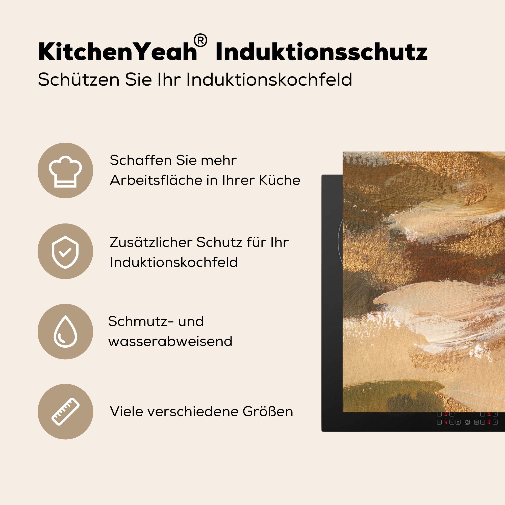 cm, Herbst für Induktionskochfeld Schutz (1 MuchoWow - 81x52 tlg), Herdblende-/Abdeckplatte Farbe küche, die Vinyl, Ceranfeldabdeckung - Abstrakt,