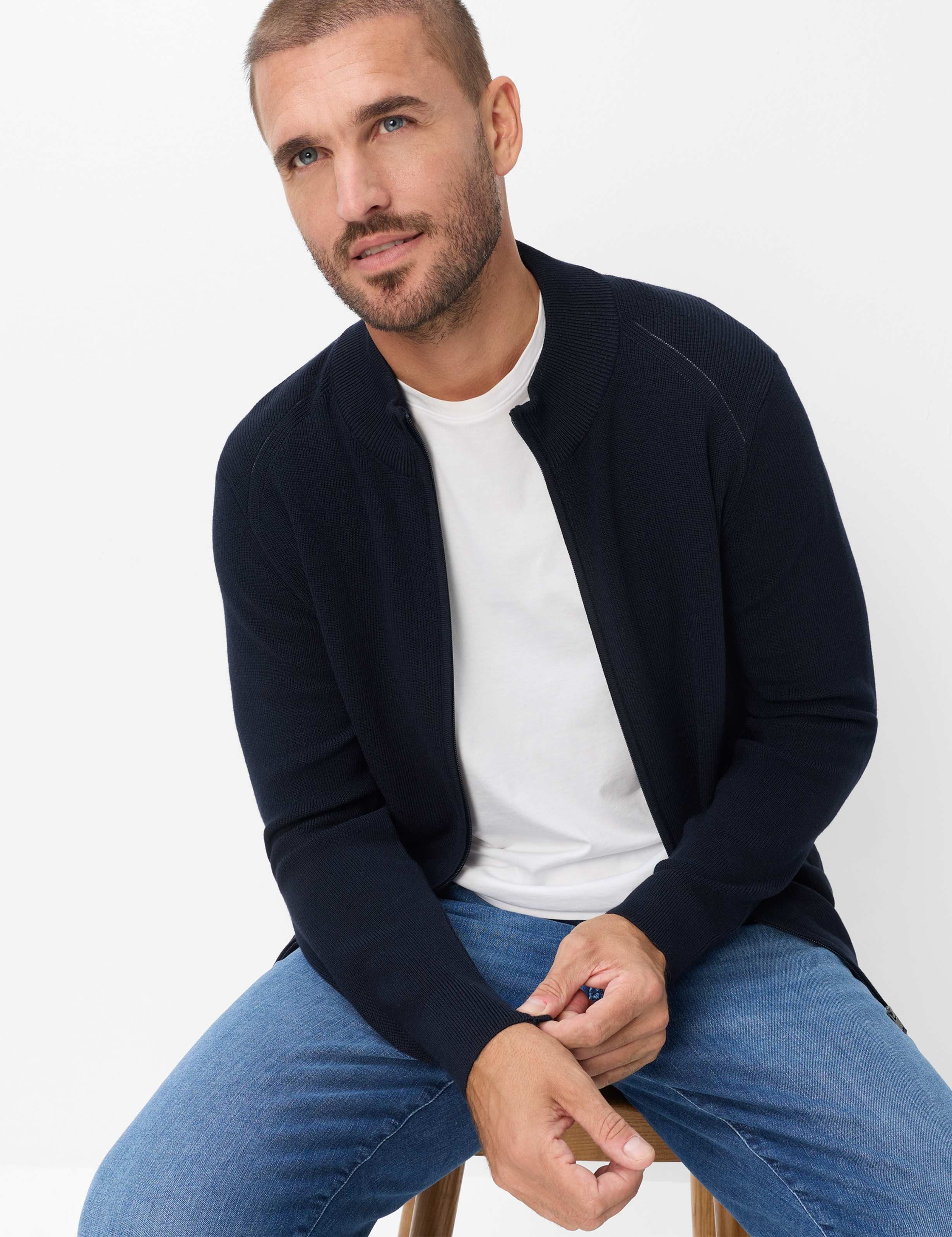 Brax Strickjacke Style JOHN Feel Good Sportive: Strickjacke im Woll-Baumwoll-Mix – Bild 3 von 5