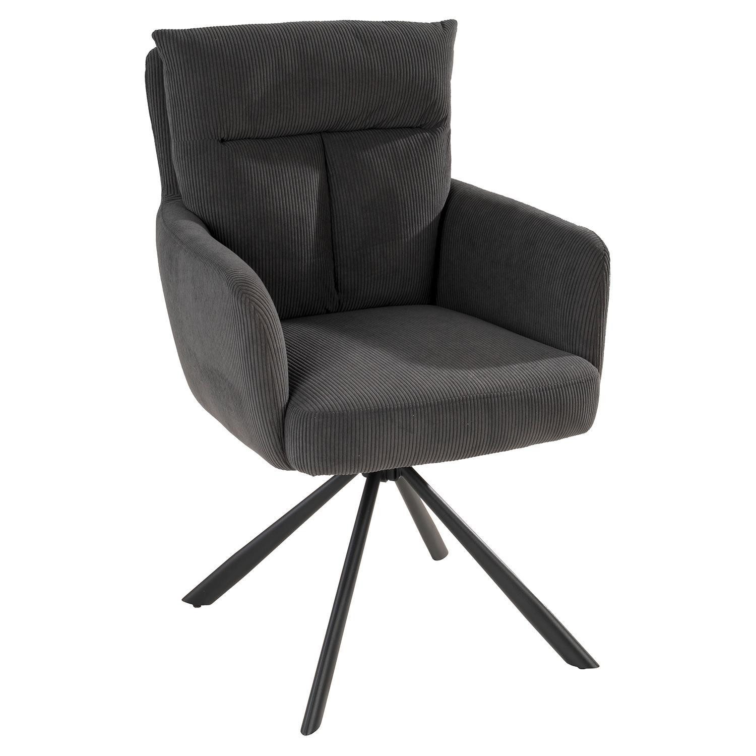 Home4You Polsterstuhl, Dunkelgrau, Cordbezug, Metallgestell, (1 St), 180 Gr günstig online kaufen