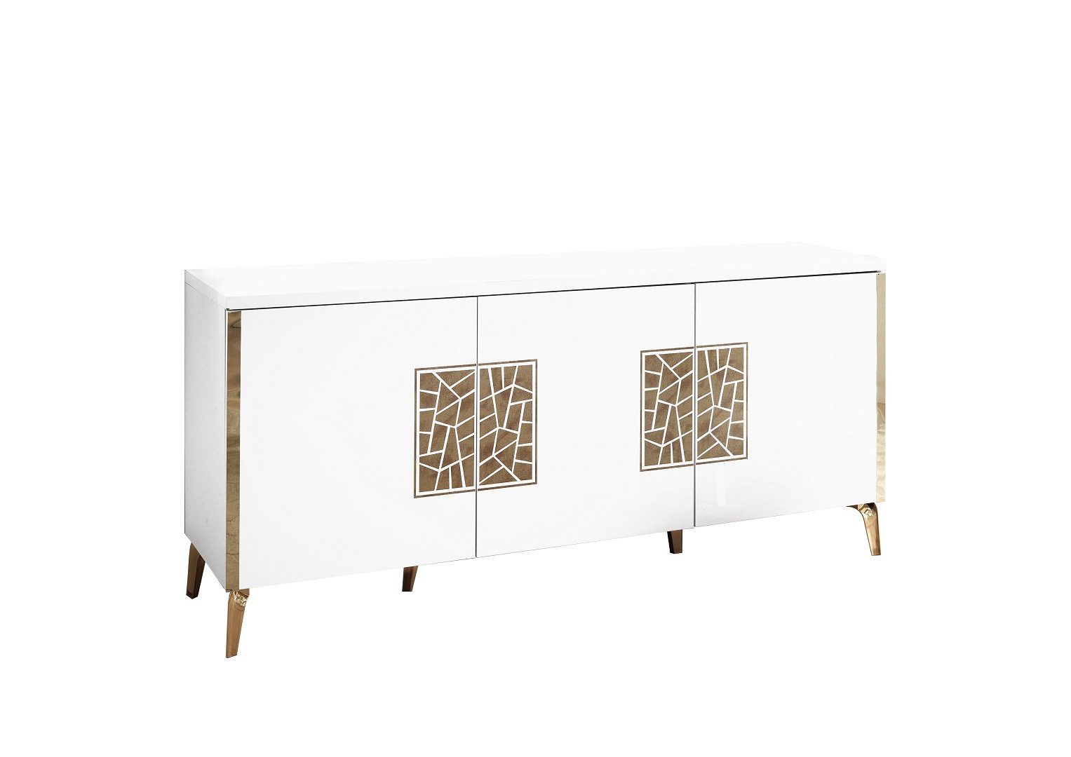 Interdesign24 Sideboard Stella (3-Türig, in Weiß/Gold Hochglanz), Made in I günstig online kaufen
