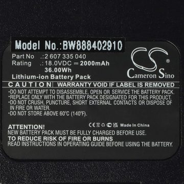 vhbw kompatibel mit Bosch AHS 48/52 LI, AHS 55-20 LI, AHS 50-20 LI, Akku Li-Ion 2000 mAh (18 V)