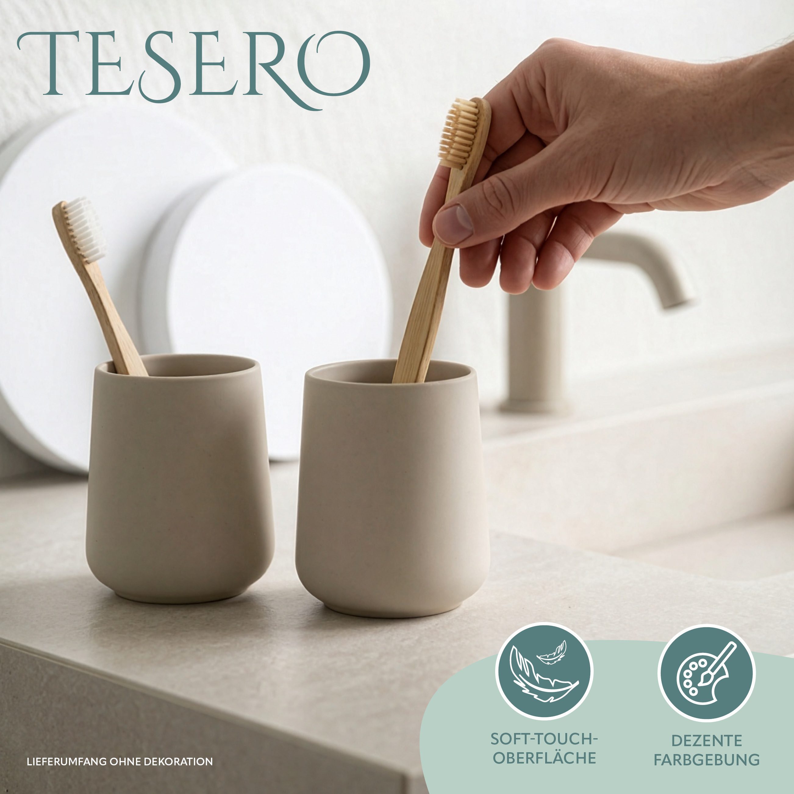 eluno Zahnputzbecher TESERO 2tlg. Soft-Touch, (2-St)