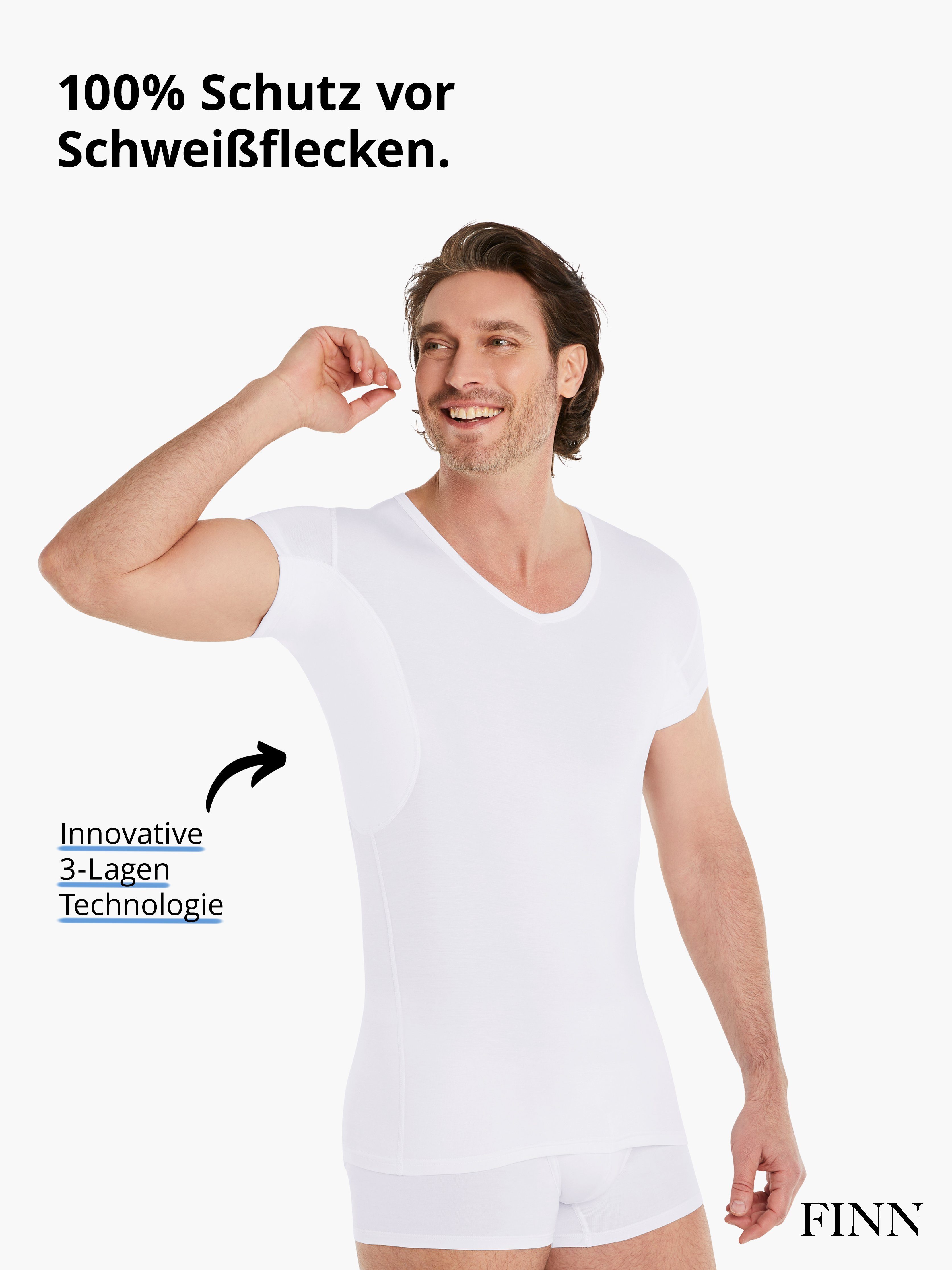 FINN Design Anti-Schweiß Herren extra Unterhemd Polo-Shirts unter mit mit verkürztem kurzen - Unterhemd Ärmeln und Kurzarm-Hemden Ärmel Perfekt
