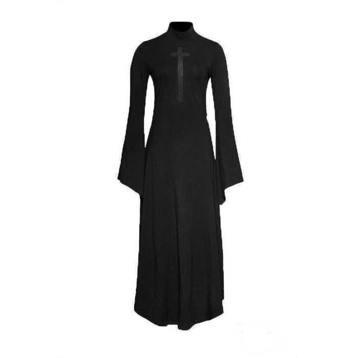 Punk Rave Partykleid Gothic schwarzes stretch Kleid witch mit Kreuz