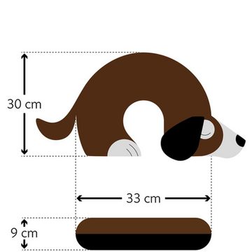 Leschi Reisekissen Nackenkissen & Reisekissen, Charlie der Hund, kühlende Sommer- und kuschelige Winterseite