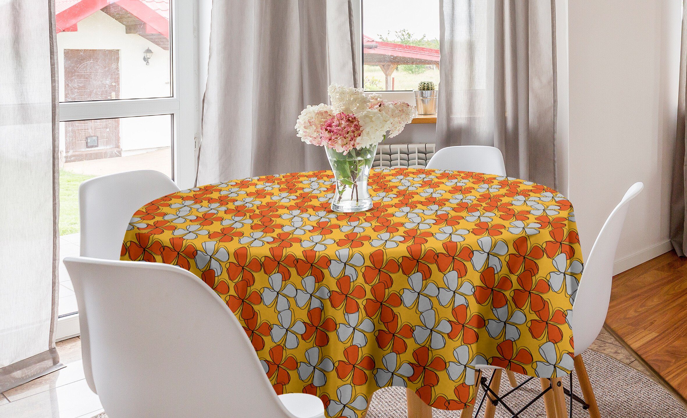 Abakuhaus Tischdecke Kreis Tischdecke Abdeckung für Esszimmer Küche Dekoration, Blumen Abstrakt Herbst Flora