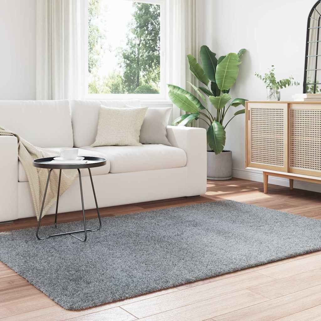 vidaXL Teppich Teppich Shaggy Hochflor NAVARRA Hellgrau 130x200 cm Polyester, Rechteckig