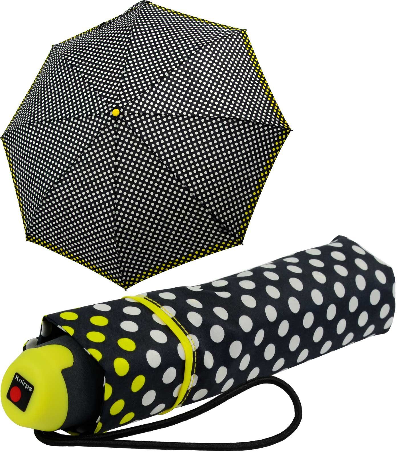 ping Knirps® Taschenschirm Taschenregenschirm Schirm, für kleiner E.051 Handöffner yellow, pong den Alltag leichte der