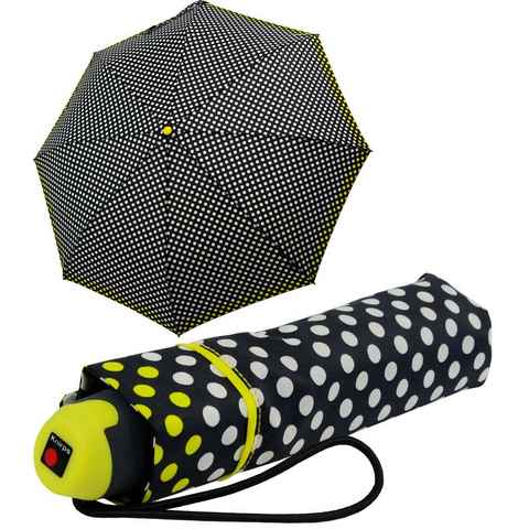 Knirps® Taschenregenschirm E.051 ping pong yellow, kleiner Handöffner Schirm, der leichte Taschenschirm für den Alltag
