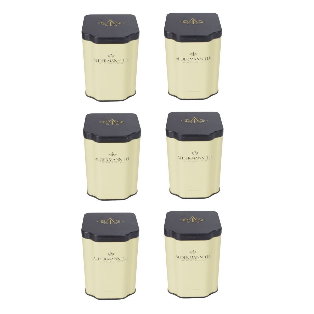 Aldermann Tee GmbH Teebox Teedosen 6,12, 24er-Set "Aldermann Tee" Teedose, mit Deckel 8x8x11 cm, Blech, (6-tlg)