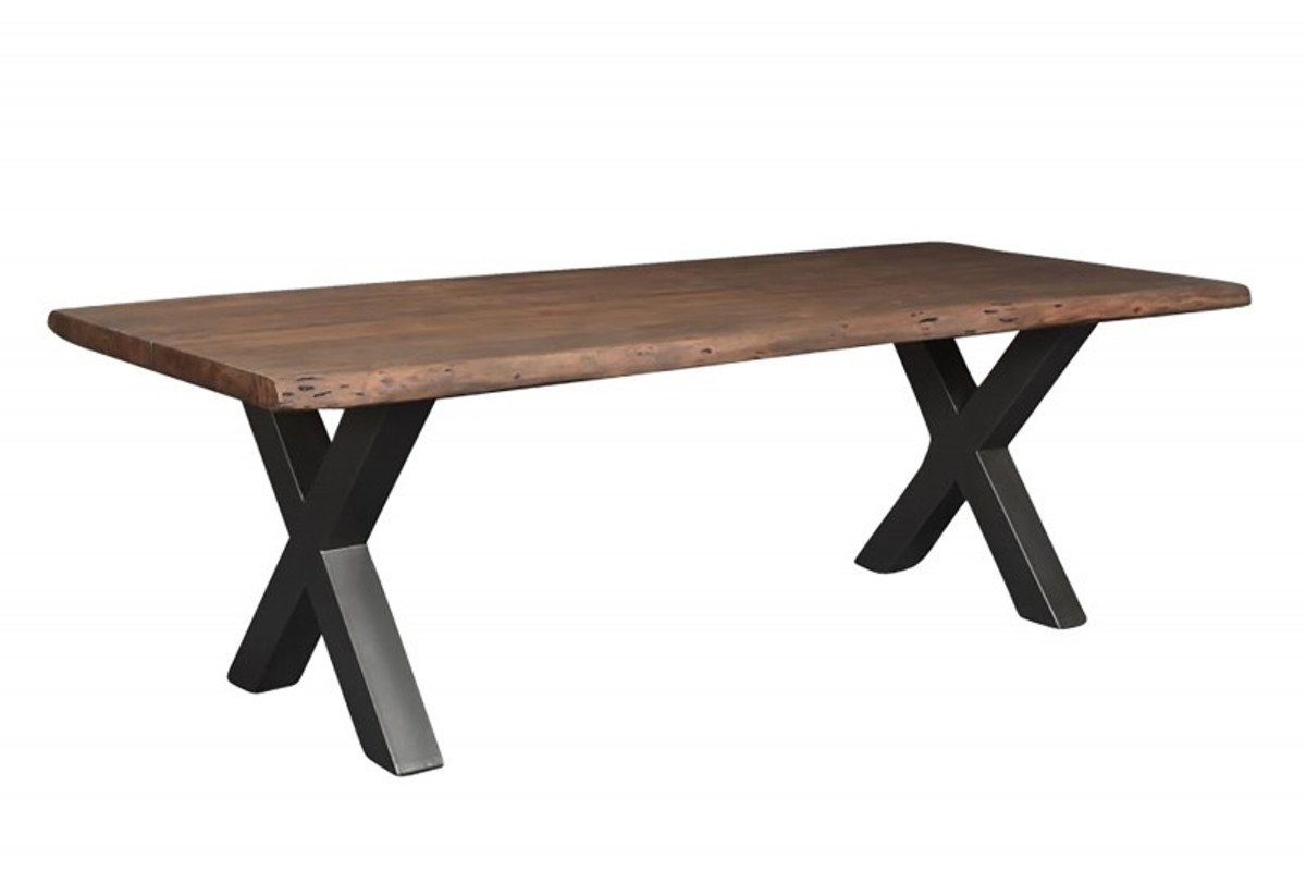 Tisch Massivholz H.77 cm 200 Esstisch Akazie Padrino Esstisch - mit Eisengestell 100 Designer x Casa x