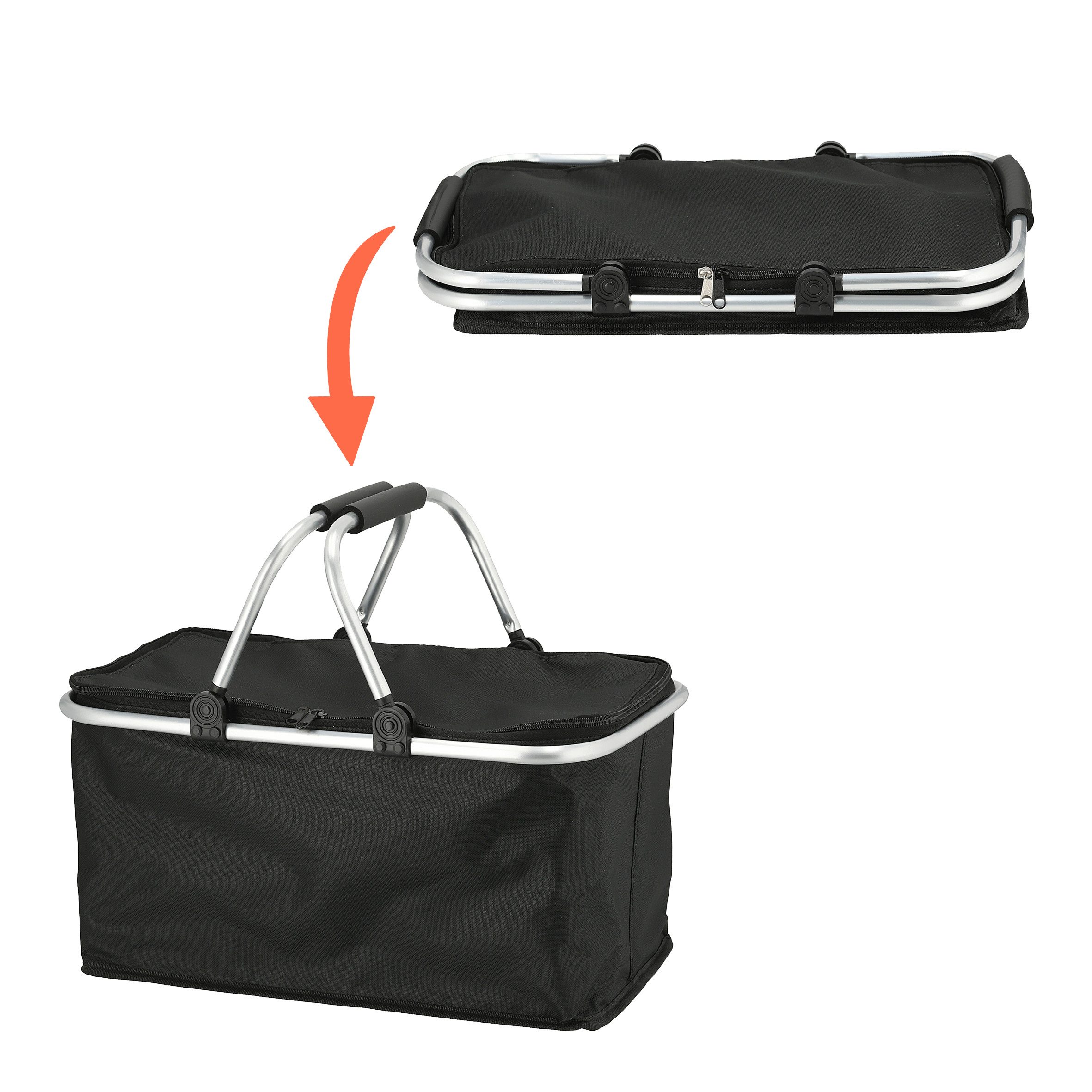 Spetebo Einkaufskorb Thermo Einkaufskorb 30 Liter schwarz - 48 x 24 cm, 30 l, Einkaufstasche klappbar mit Kühlfunktion
