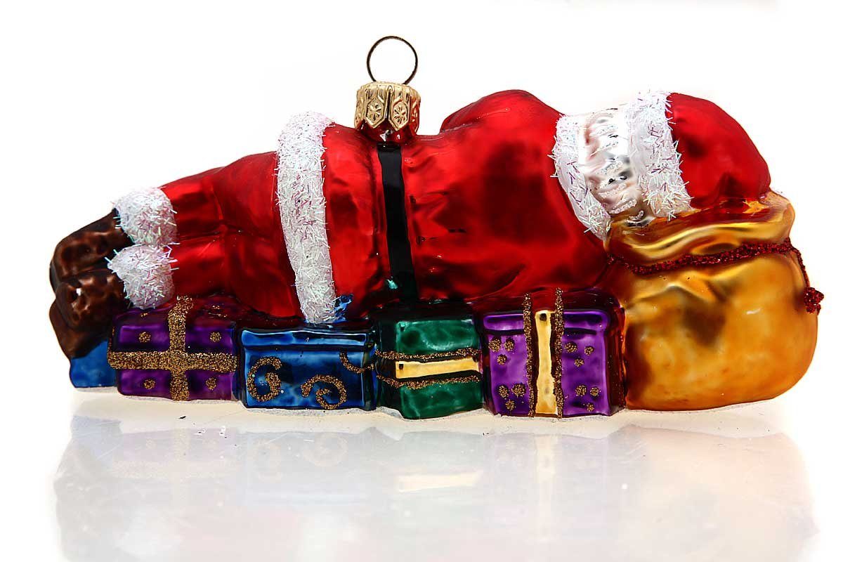 Weihnachtsmann, handdekoriert Christbaumschmuck Hamburger Schlafender mundgeblasen - - Dekohänger Weihnachtskontor