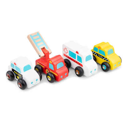 New Classic Toys® Spielzeug-Krankenwagen Minifahrzeuge mit 4 Fahrzeugen Polizei Feuerwehr Krankenwagen Taxi