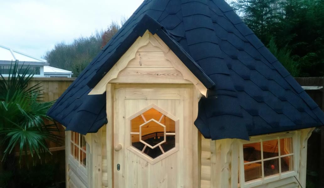 JVmoebel Grillkota Grillkota Hütte 6,9 m² - Finnische Grillhütte für gesellige Abende, Made in Europe