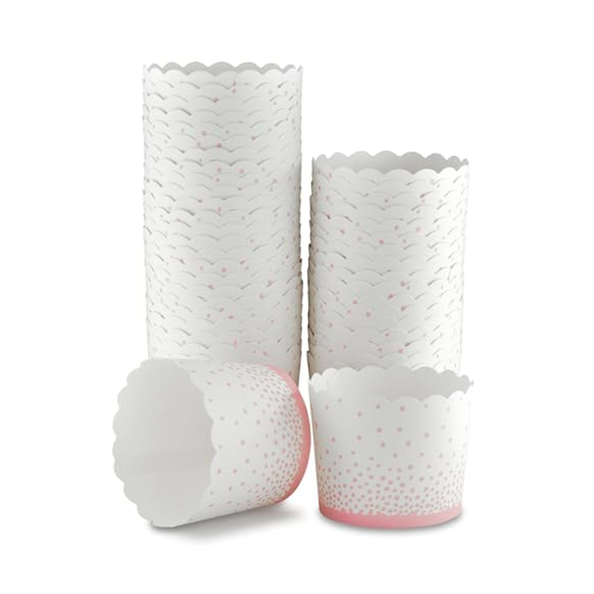 Frau WUNDERVoll Muffinform 50 Muffin Backformen weiß, rosa Konfetti Punkte, Durchmesser 6,1 cm, (25-tlg)