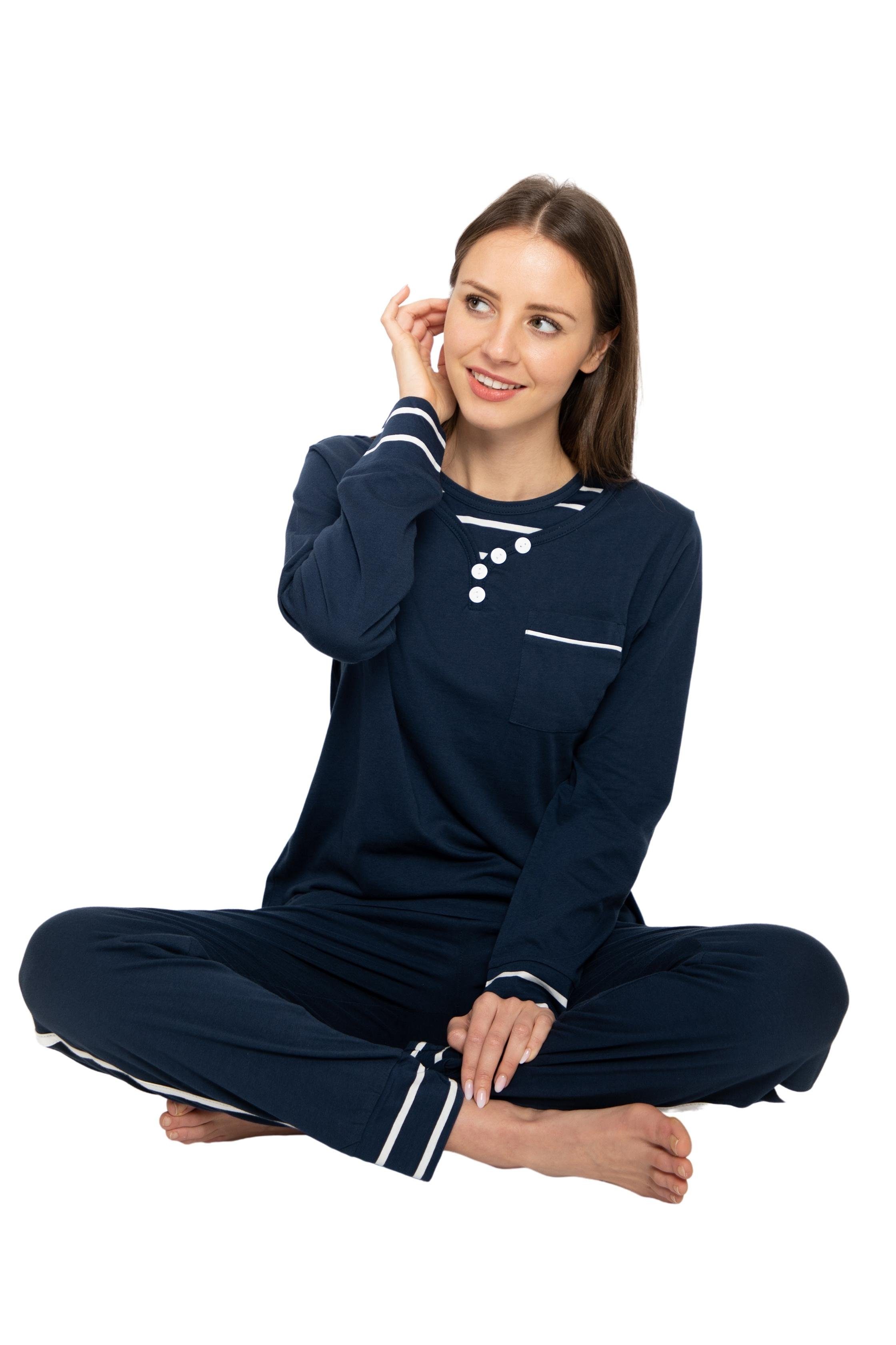 Consult-Tex Pyjama blau Qualität DW727 Aus Baumwolle-Jersey (Packung) reiner