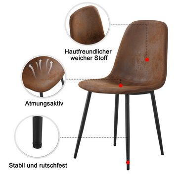 OKWISH Essgruppe Polsterstuhl, (Esstisch mit 4 Stühlen, Esszimmerstuhl mit Metallbeinen), Rückenlehne