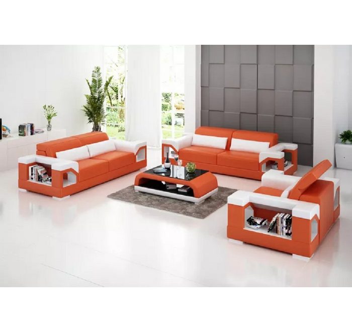 JVmoebel Sofa Couch 321 Sitzer Couchtisch Ledersofa Modernes Sofa Wohnlandschaft Made in Europe
