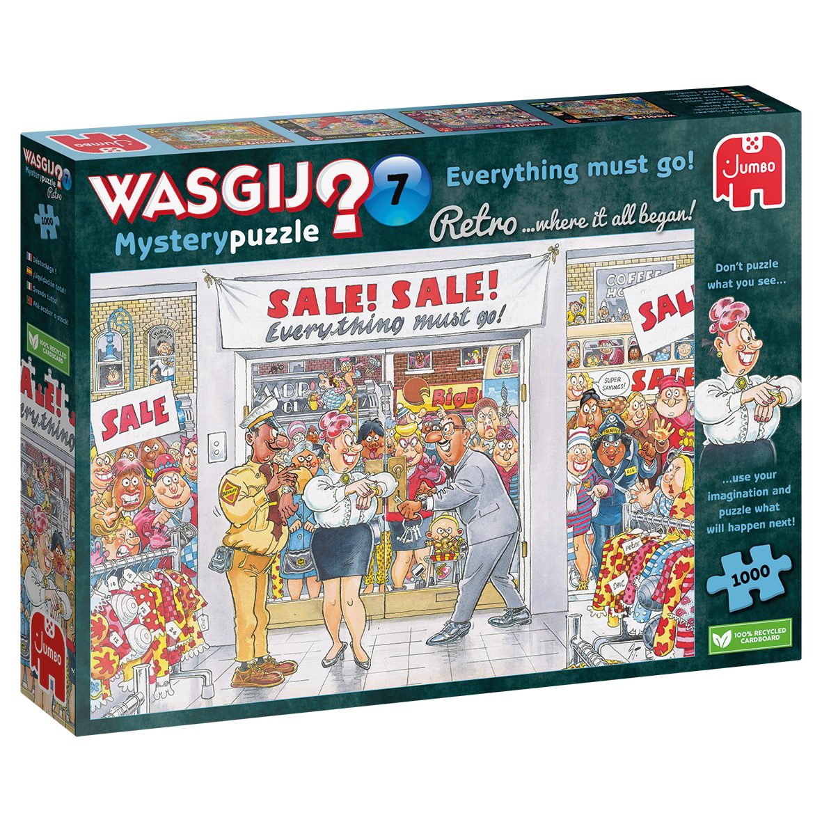 Jumbo Spiele Puzzle Wasgij Mystery Retro 7 alles muss raus! 1000 Teile Puzzle, 1000 Puzzleteile, Made in Europe