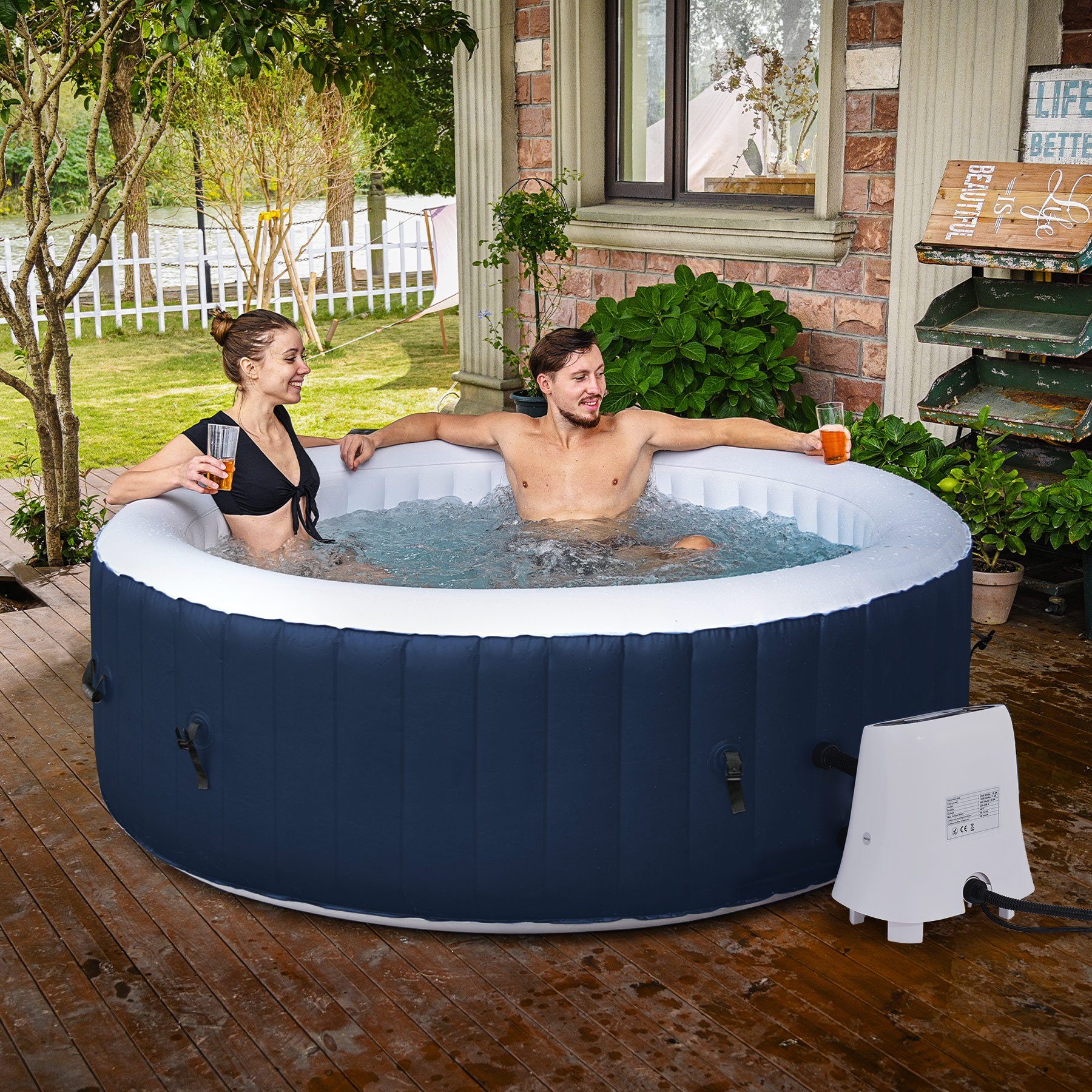 Crenex Whirlpool, Whirlpool aufblasbar für 4 Personen Outdoor Pool 120  Massagedüsen Heizung 800 Liter mit Außen Luftpumpe Bubble Spa & Wellness  Massage online kaufen | OTTO
