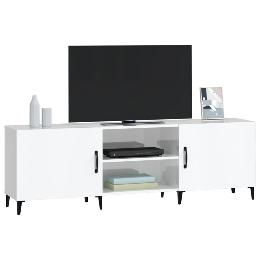 furnicato TV-Schrank 150x30x50 cm Holzwerkstoff Hochglanz-Weiß