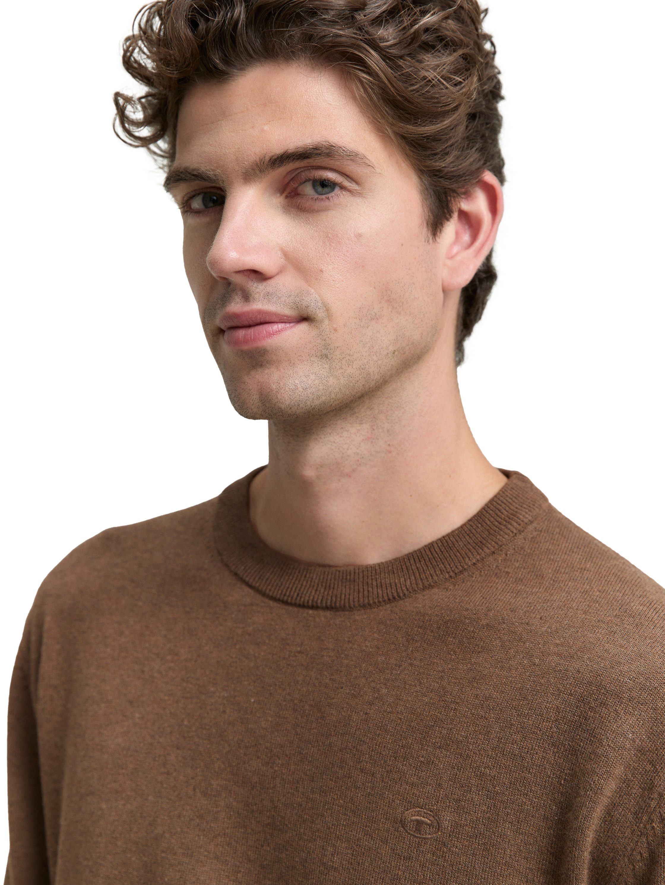 TOM TAILOR Rundhalspullover mit Logostickerei