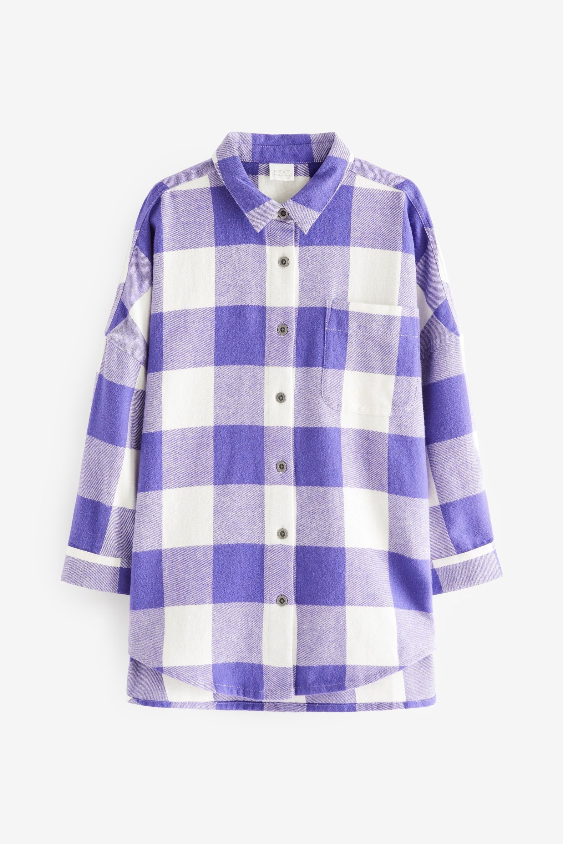 Purple Hemd (1-tlg) Next Oversize-Shirt Oversize in Check