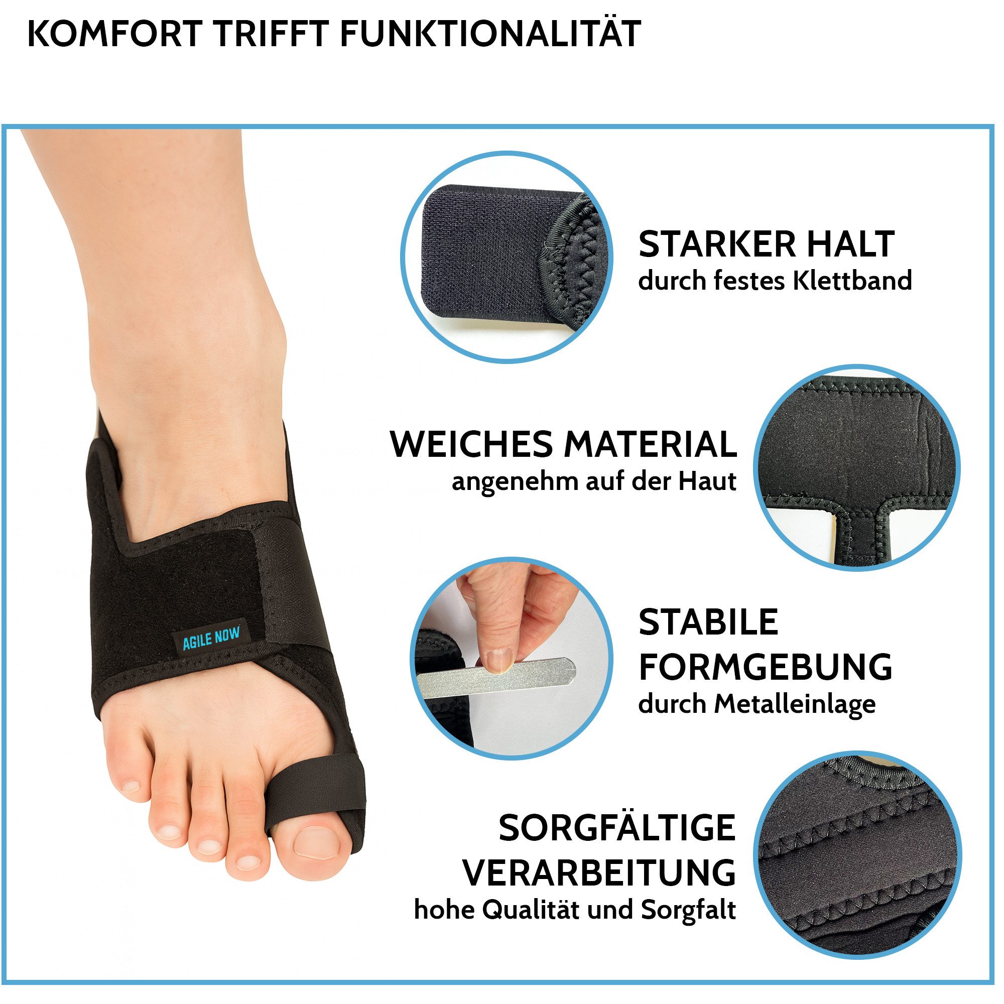 AGILE NOW Hallux-Bandage Hallux Valgus Bandage, 1 Paar, flexibel anpassbar