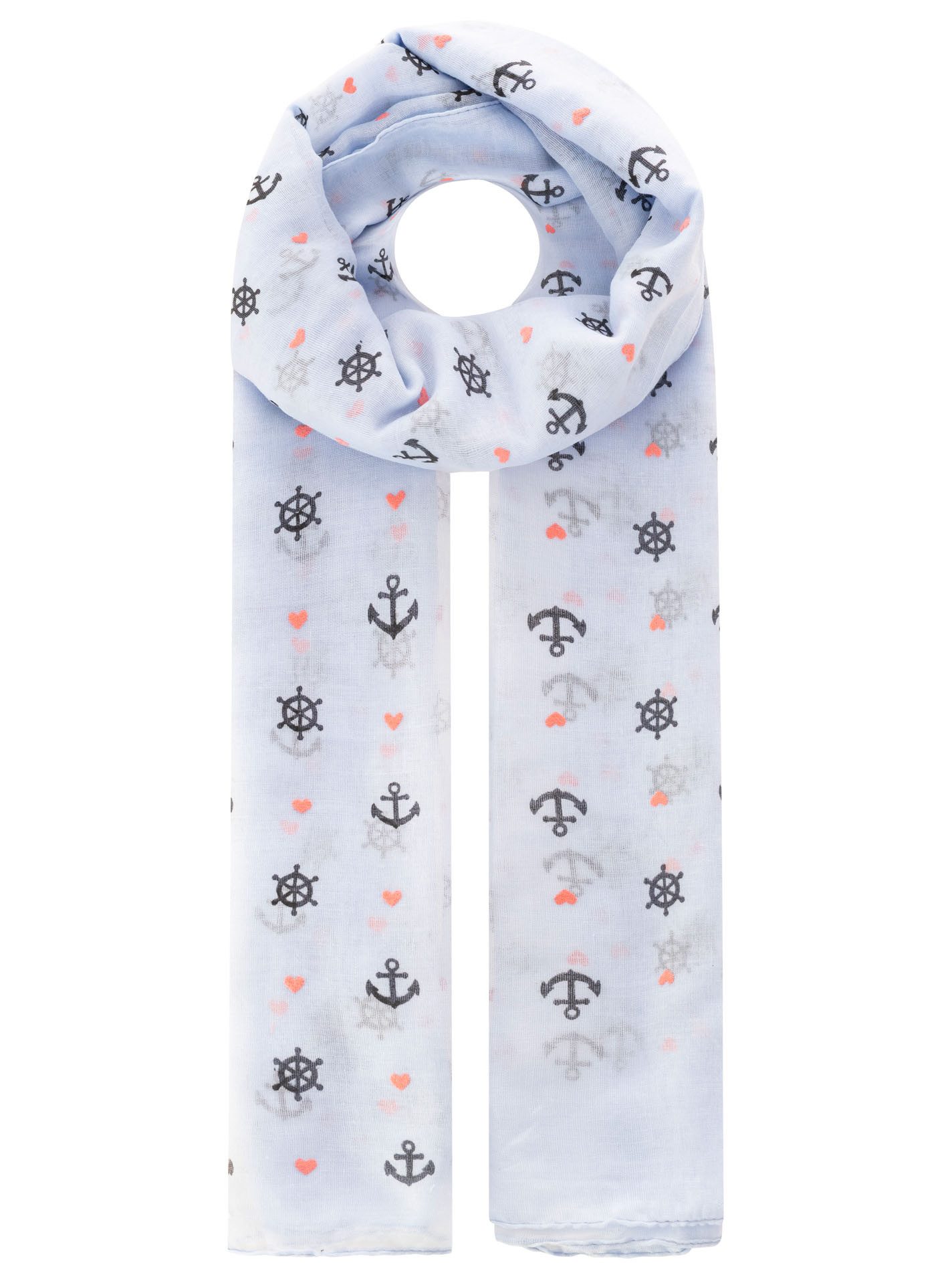 Zwillingsherz Schal "Anker", Ankermotiv, leichter Stoff, maritimer Look