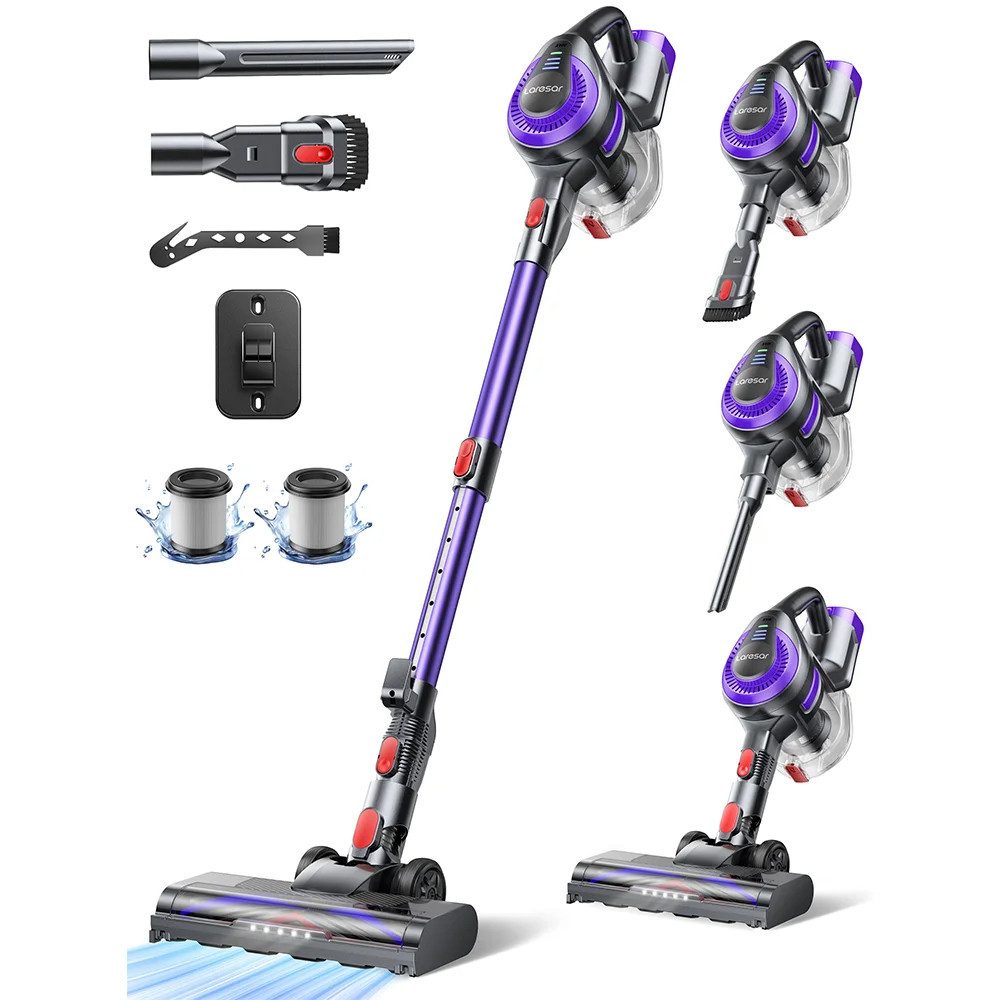Laresar Bodenstaubsauger V10 Lite Akku-Staubsauger Handstaubsauger kabellos 38000 PA, 175 W, 45 Min. Laufzeit, 175 W, 180° Schwenkung