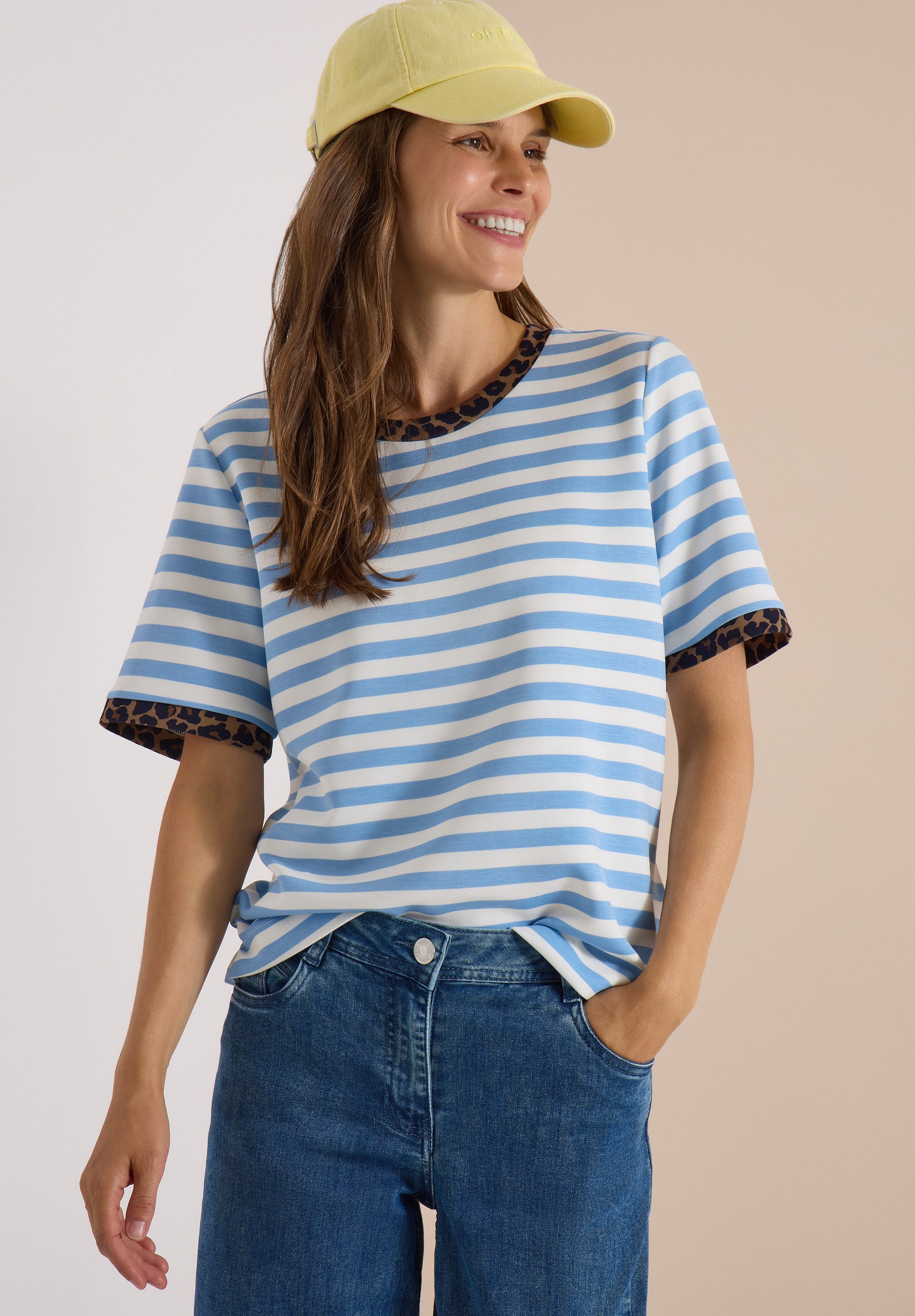 CECIL T-Shirt mit Animal-Print Details, Softer Viskosemix, Rundhals