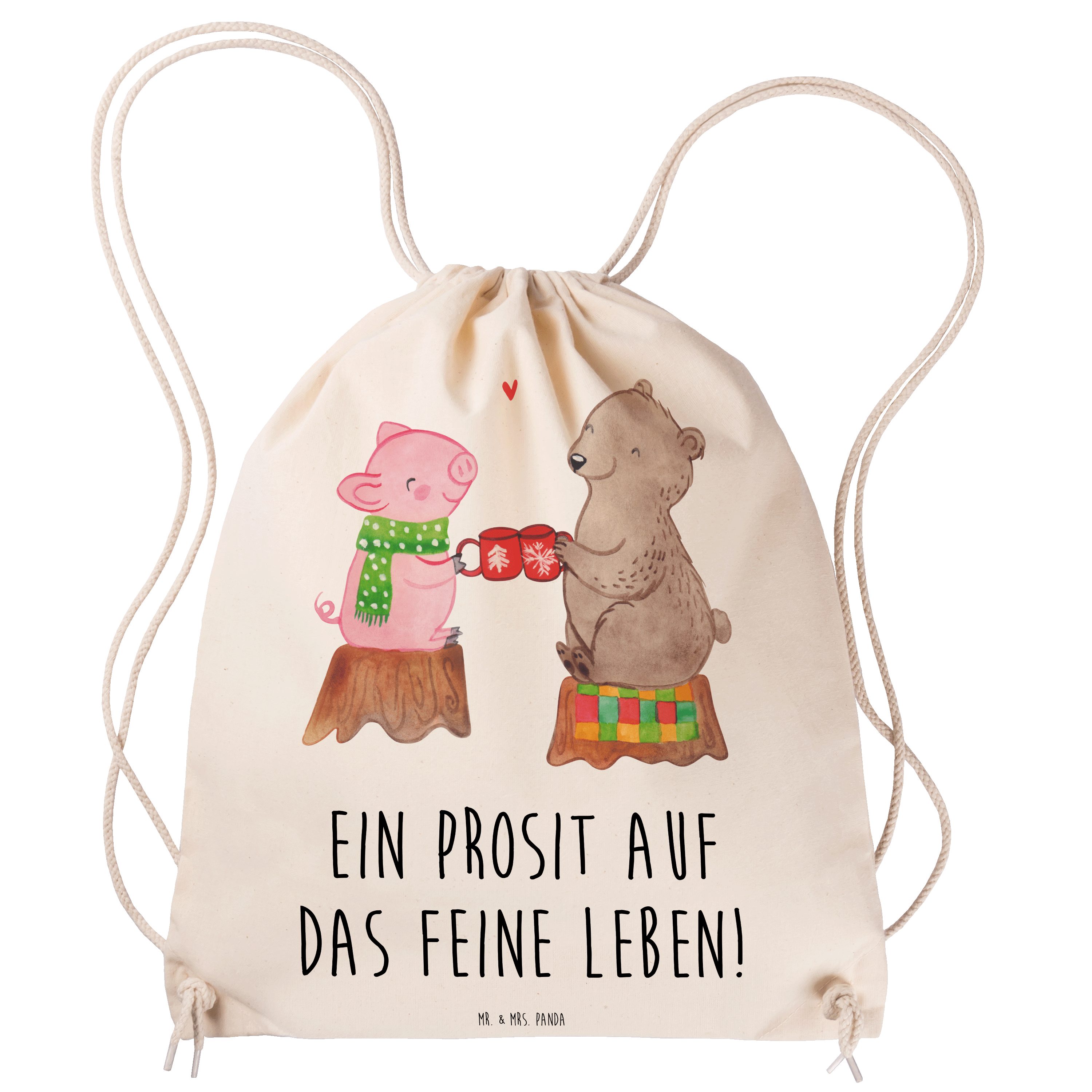 Mr. & Mrs. Panda Sporttasche Glühschwein Sause - Transparent - Geschenk, Alles Gute, Beutel, Turnb (1-tlg)