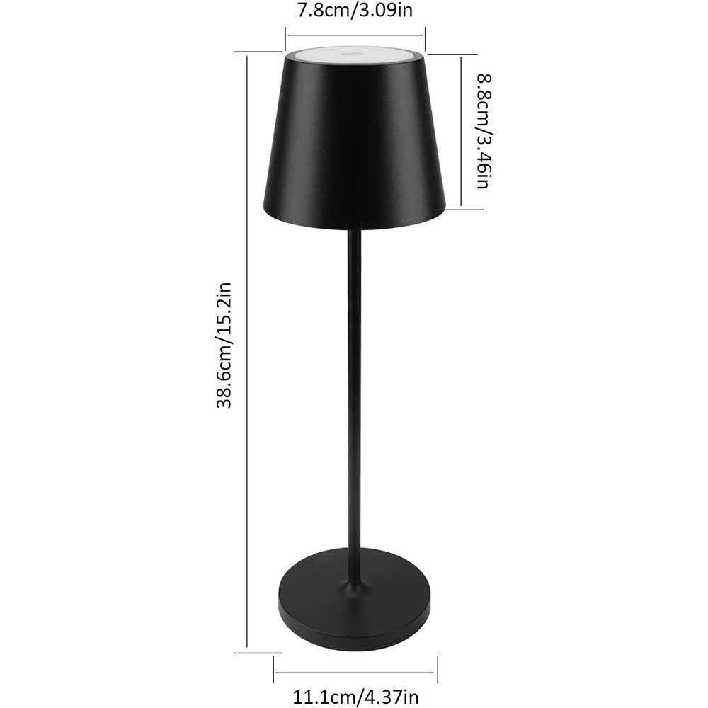 LED LED Akku Indoor & Outdoor schwarz Tischleuchte, GelldG Tischleuchte Dimmbare Wiederaufladbar