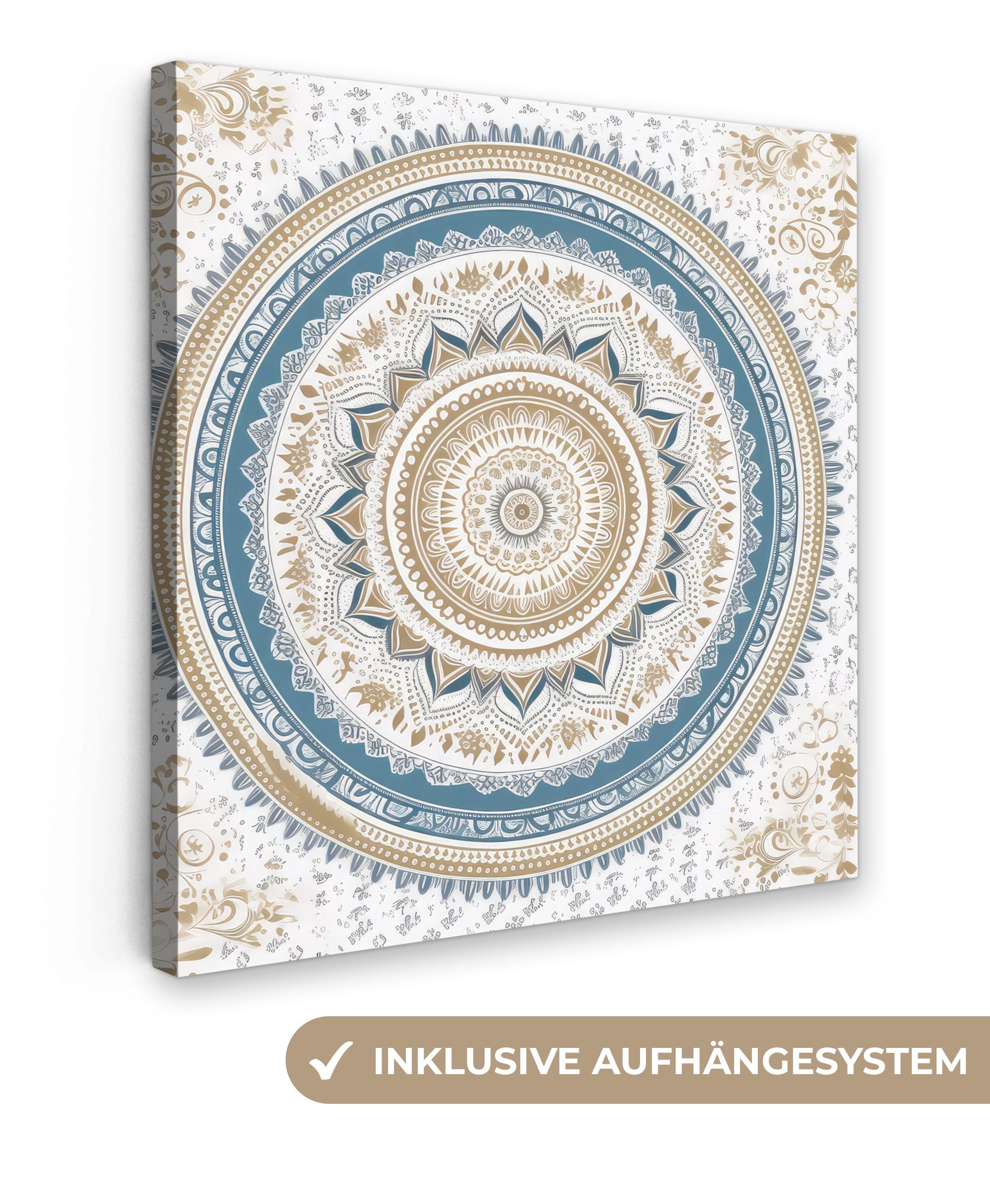 OneMillionCanvasses® Leinwandbild Mandala - Blau - Bohème - Weiß - Design, günstig online kaufen