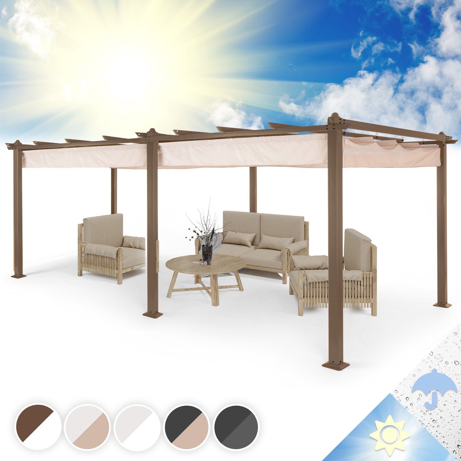 blumfeldt Pavillon Pantheon_Rust, Terrassenüberdachung Grillpavillon Gartenpavillon Sonnenschutz