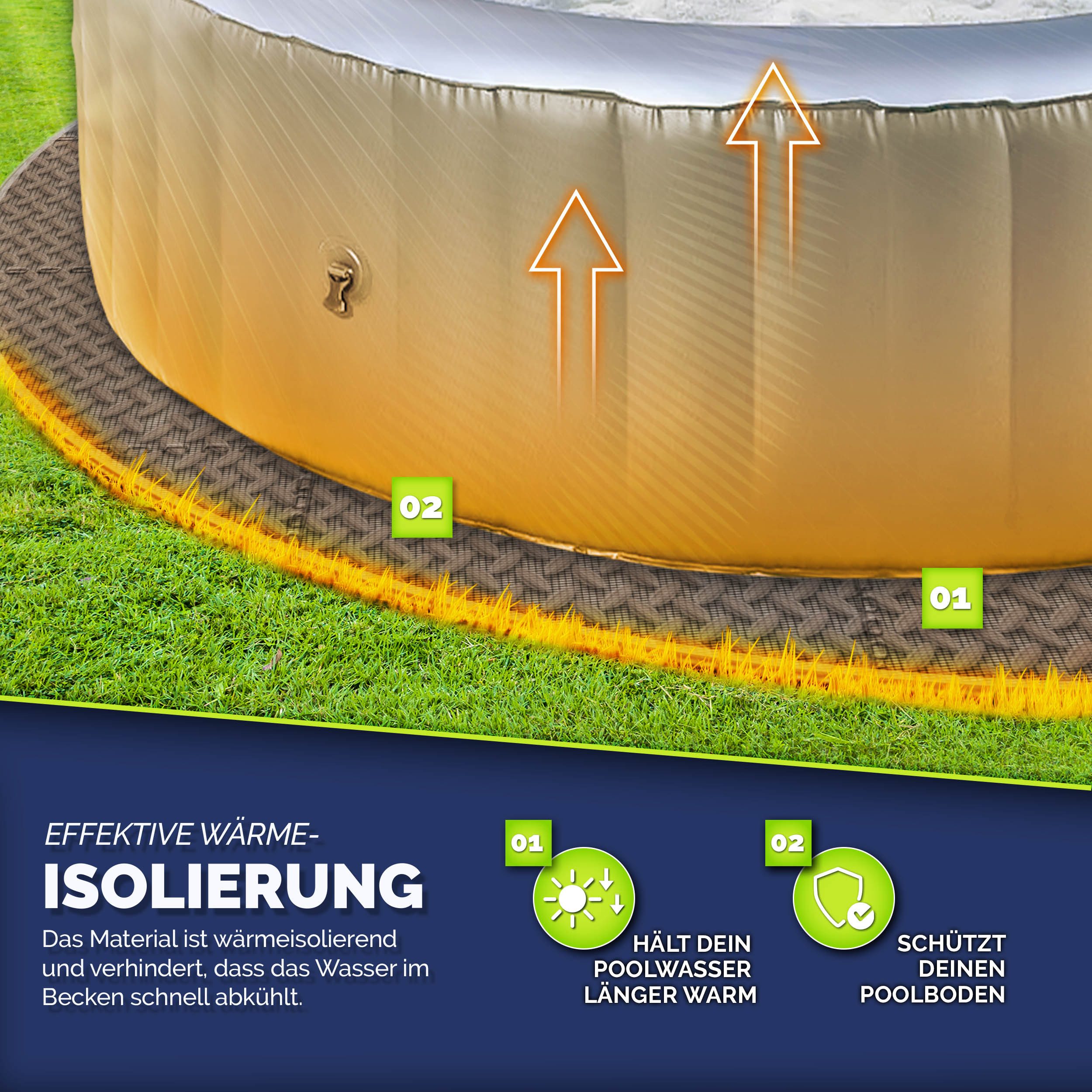 tillvex Pool-Bodenschutzfliese tillvex® Whirlpool Unterlage rund 196 - 240 cm Bodenmatte Pool Unterla, Set, Whirlpool Unterlage rund 196 cm, Whirlpool Unterlage – Bild 4 von 5