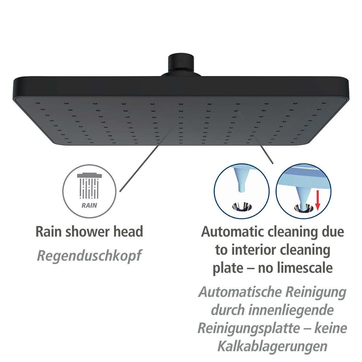 WENKO Regenduschkopf Automatic Cleaning, (1-tlg), 25 x 17 cm
