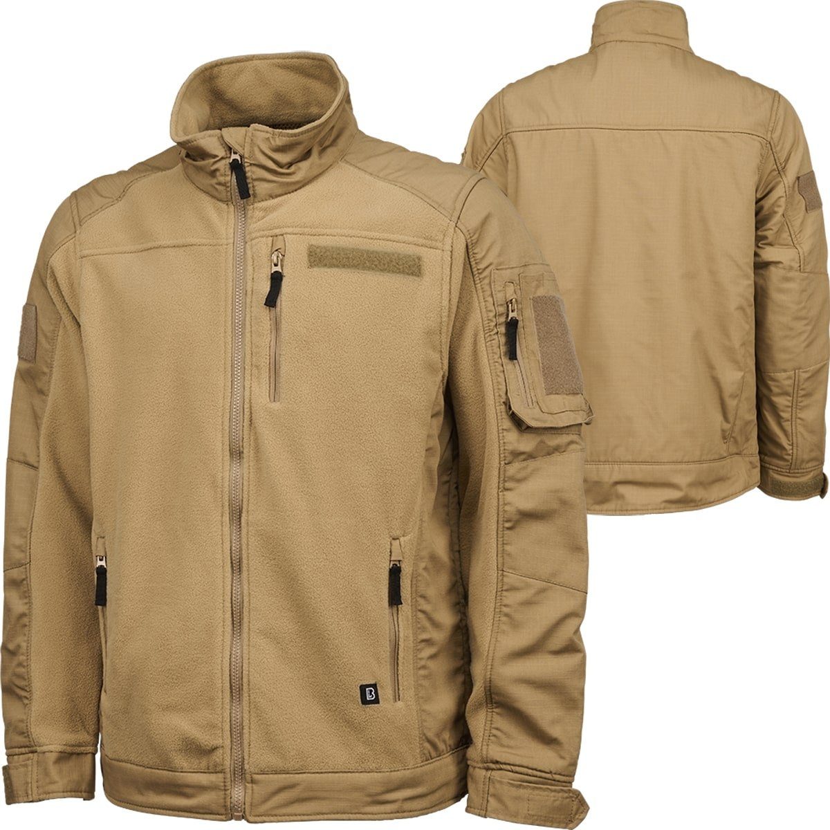 Brandit Sommerjacke Herren Fleecejacket Ripstop (1-St), stabiler  Frontreißverschluss mit hinterlegter Windschutzleiste und Kinnschutz