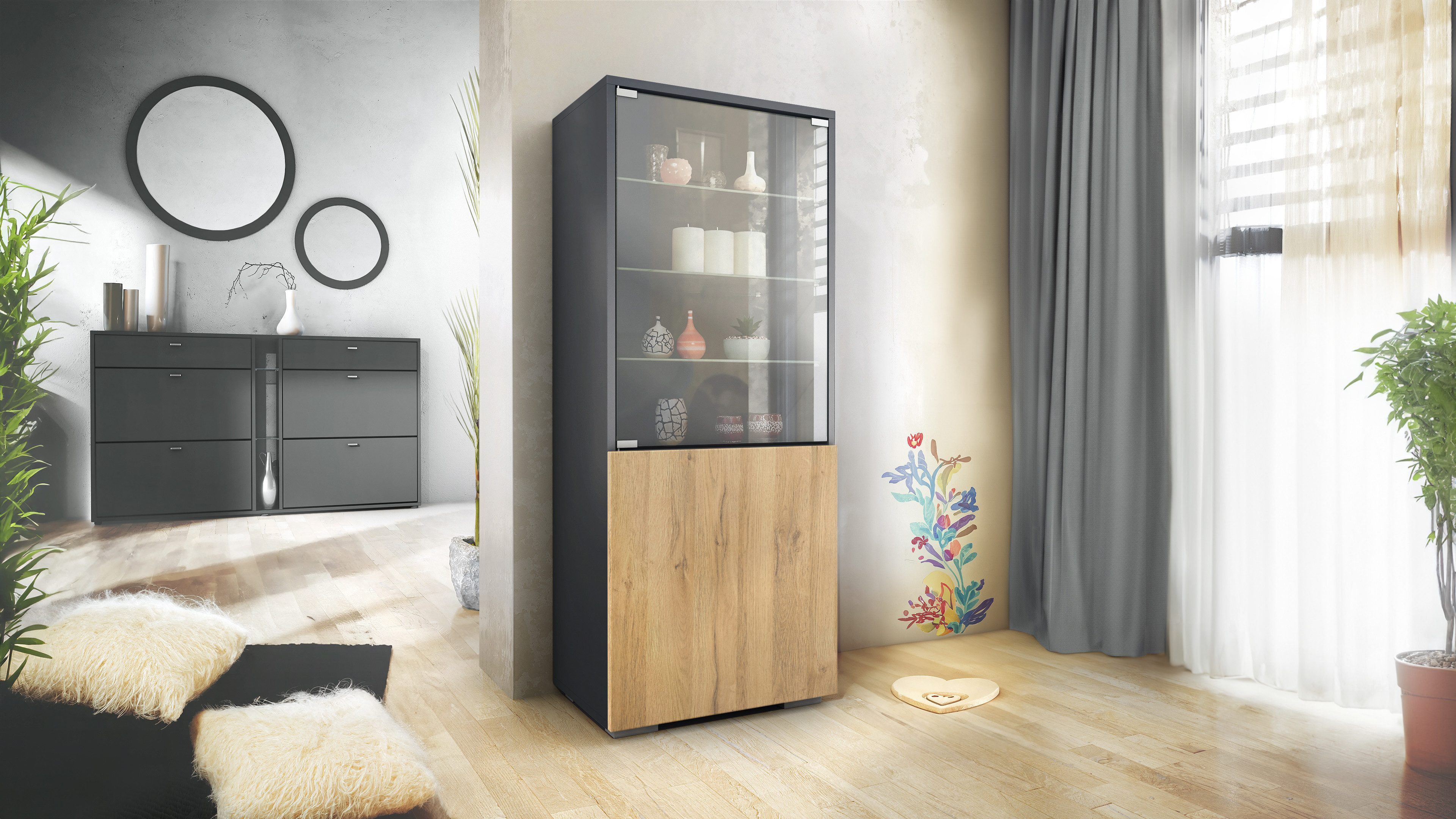 Vladon Standvitrine Granada (Vitrinenschrank, mit Glastür günstig online kaufen