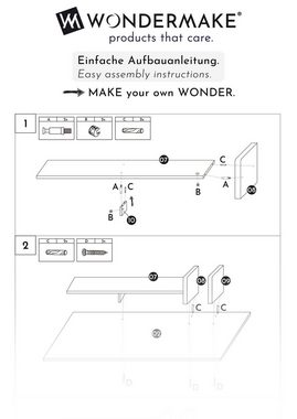 WONDERMAKE Schreibtisch Design Computertisch PC-Tisch Bürotisch Holz Schublade Regal modern, Sekretär Arbeitstisch + Regal Stauraum klein platzsparend dünne Beine