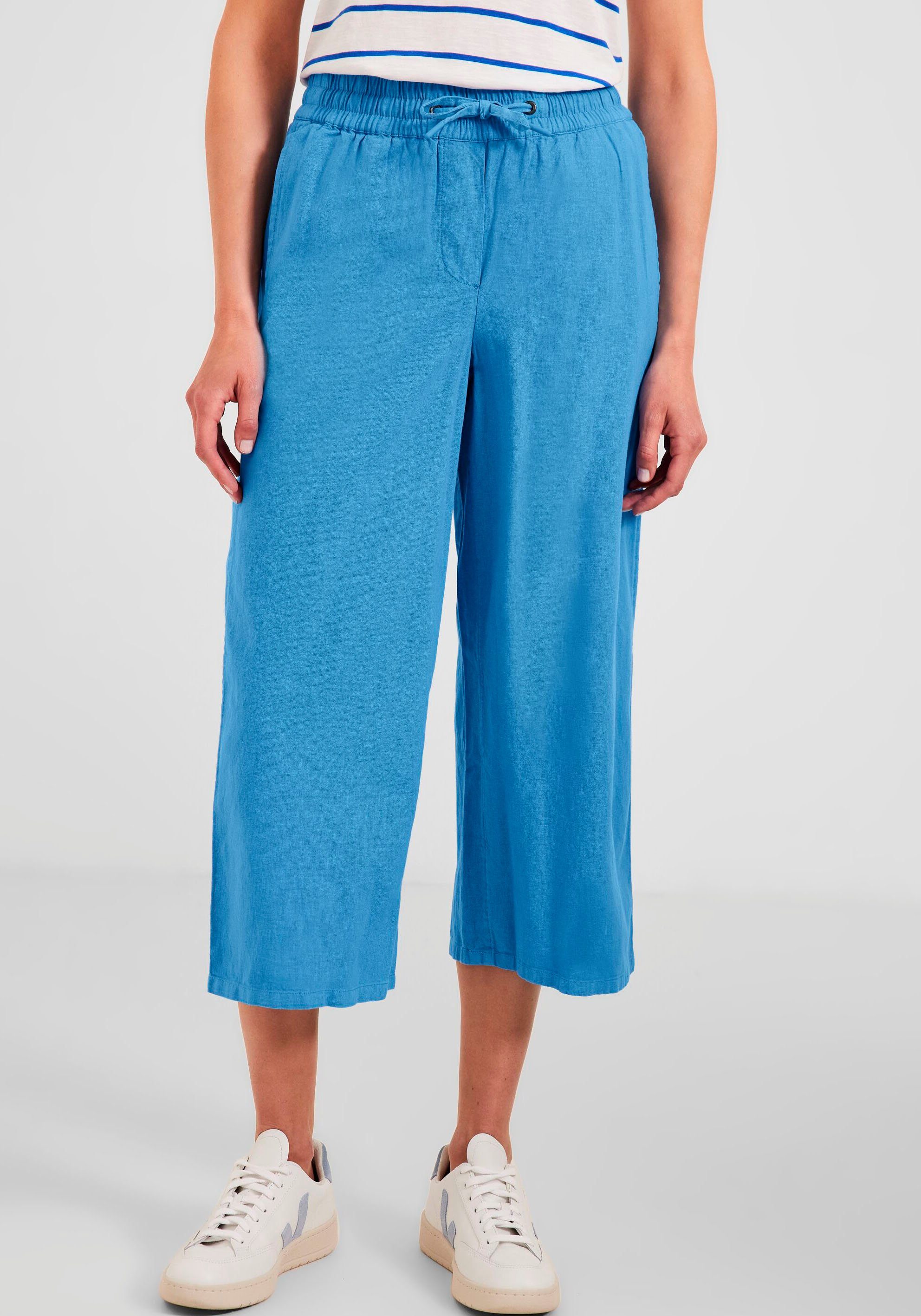 marina mit dezentem Cecil am Kontrastband Bundabschluss Leinenhose blue