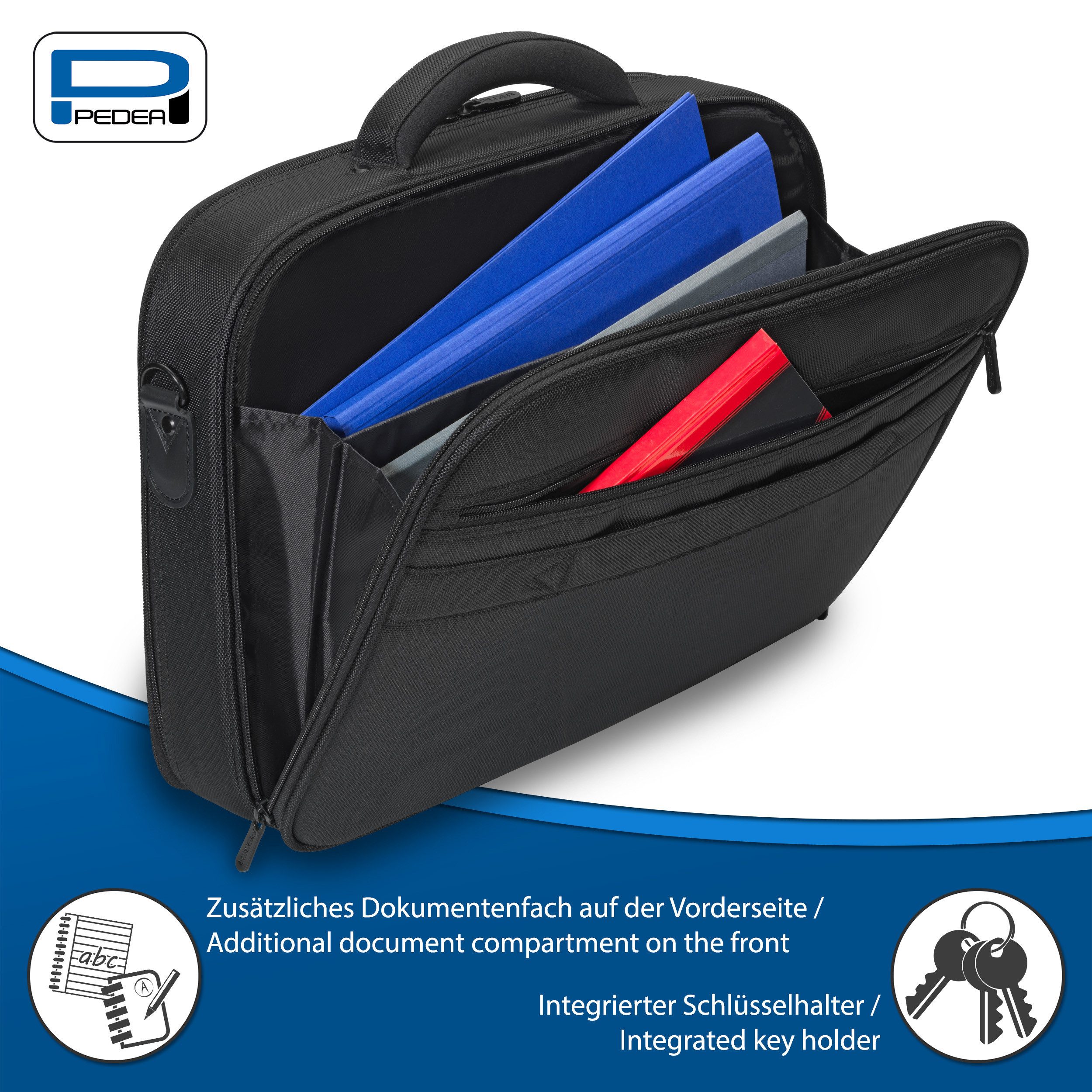 PEDEA Laptoptasche PREMIUM Notebooktasche 13,3 / 15,6 / 17,3 Zoll mit Maus (Set, mit Funkmaus), stabiler Schutzrahmen, dicke Polsterung, wasserabweisende Materialien