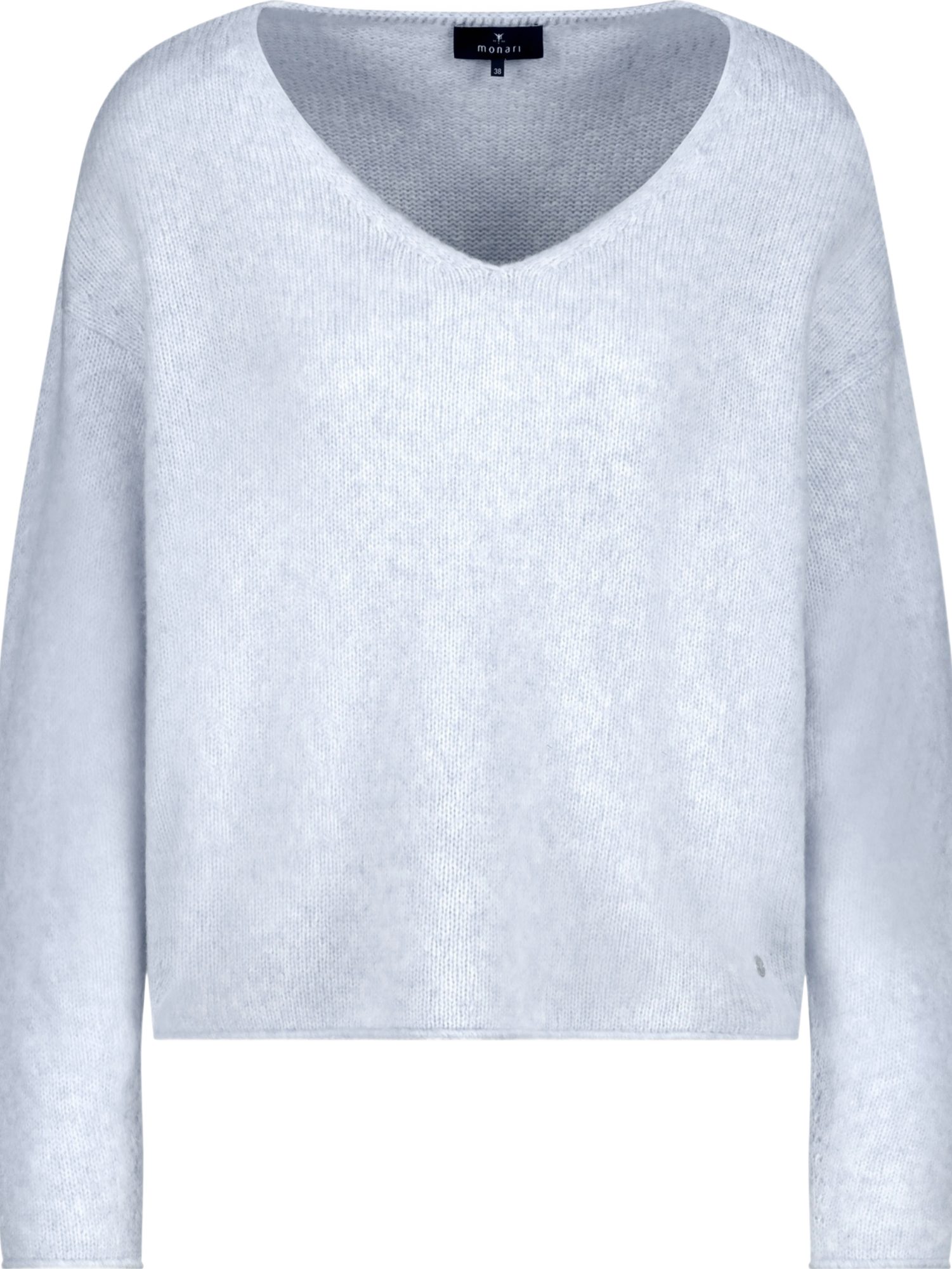 Monari Strickpullover weiß,Casual,Wolle,Meliert,V-Ausschnitt,Lang,Regular Fit