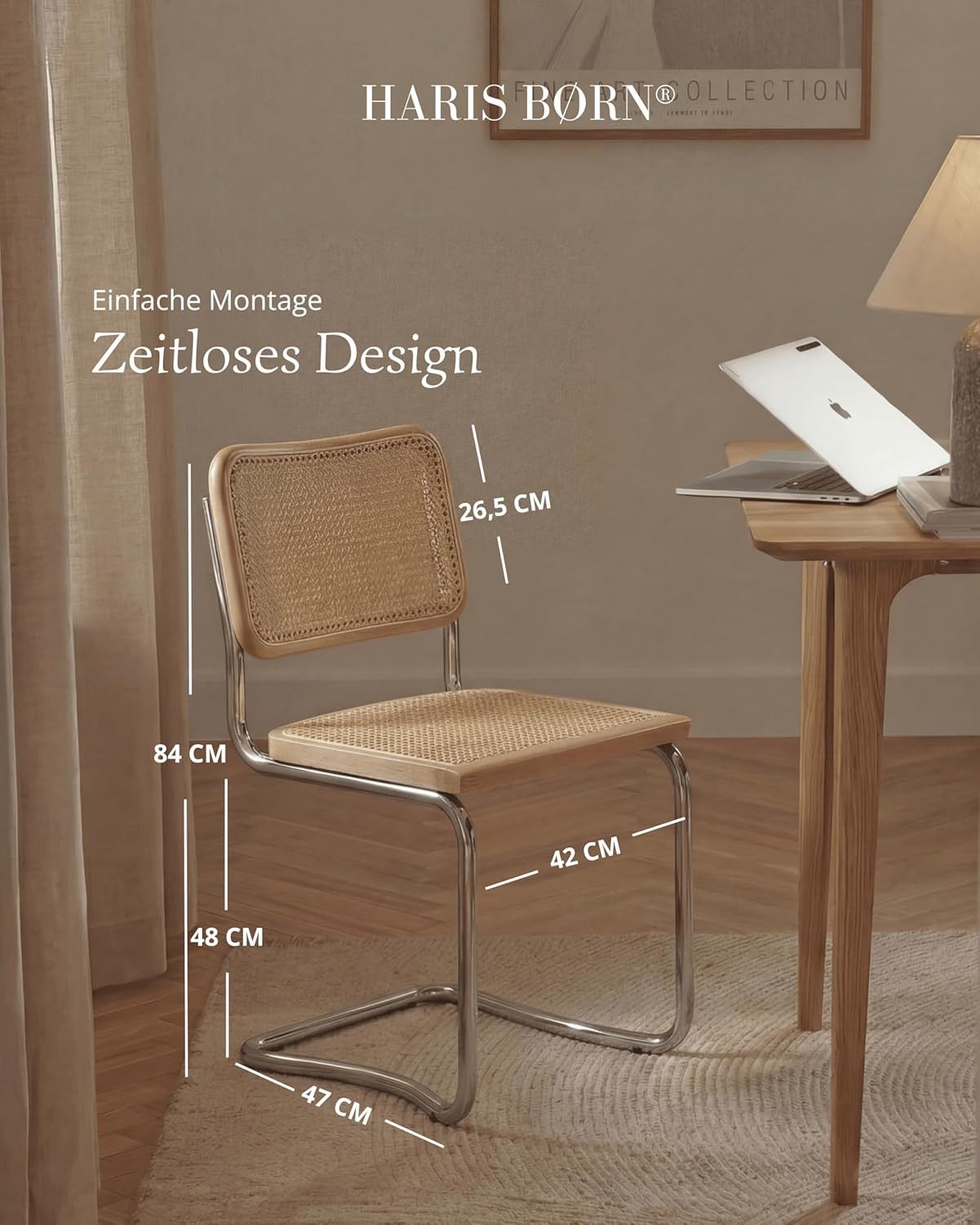 Haris Børn Freischwinger SKØR Design Freischwinger Wiener Geflecht - Handgefertigt in Italien (Set), Hochwertige Rattan Stühle - Freischwinger Stühle in Rattan Stuhl Optik