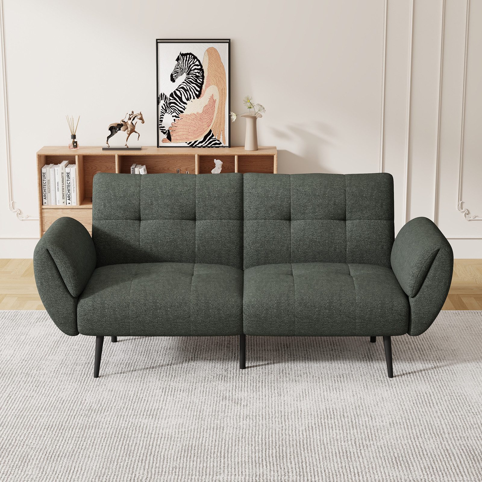Jiexi 3-Sitzer Sofa Mit Schlaffunktion, Klappsofa Sofa 3 Sitzer, Geeignet Wohnzimmer