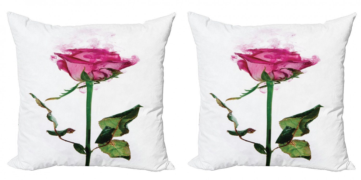 Kissenbezüge Modern Accent Doppelseitiger Digitaldruck, Abakuhaus (2 Stück), Vintage Rose Einzelne Blume Ast