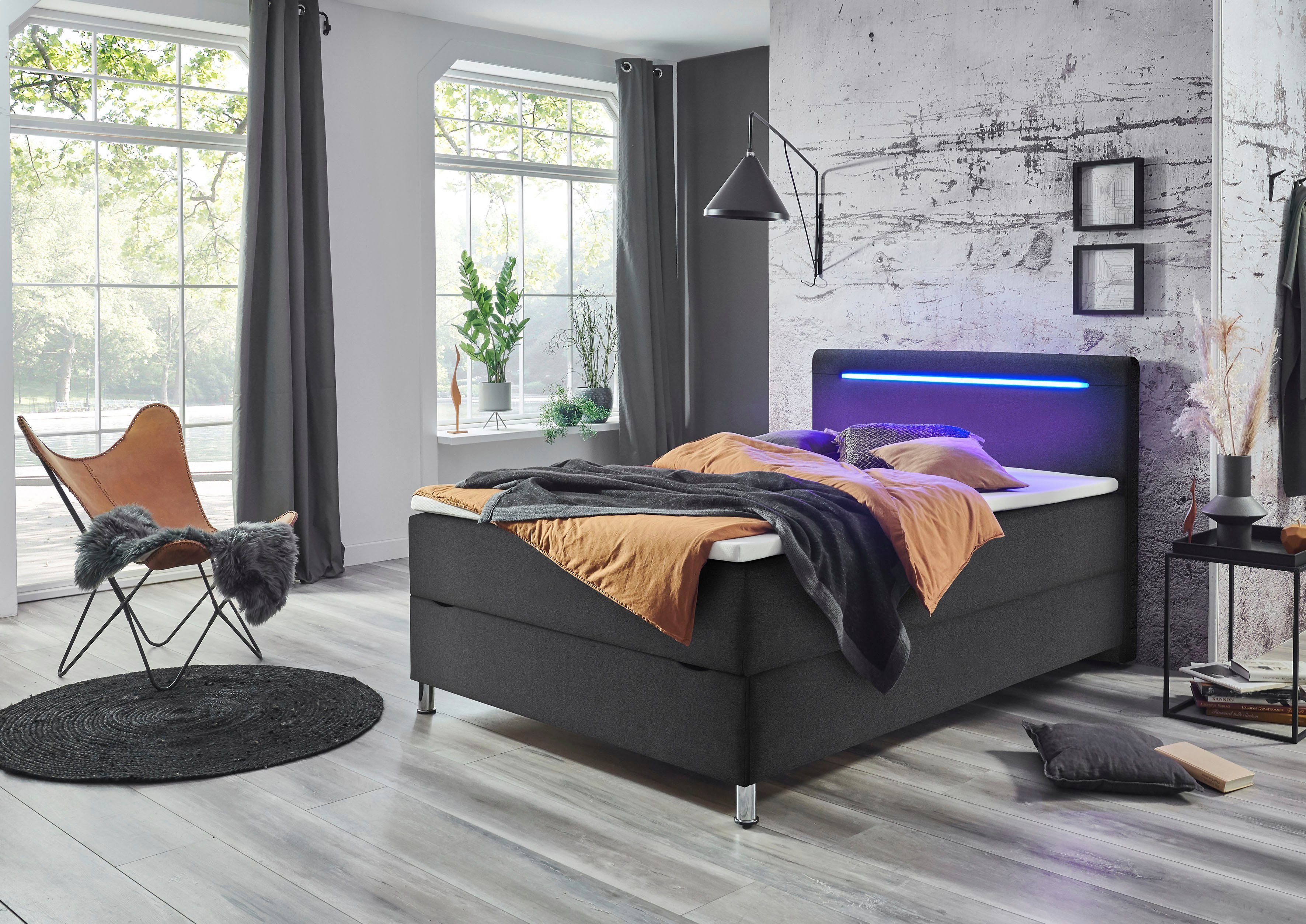 meise.möbel Boxbett Candela, mit LED-Beleuchtung, Bettkasten und Topper