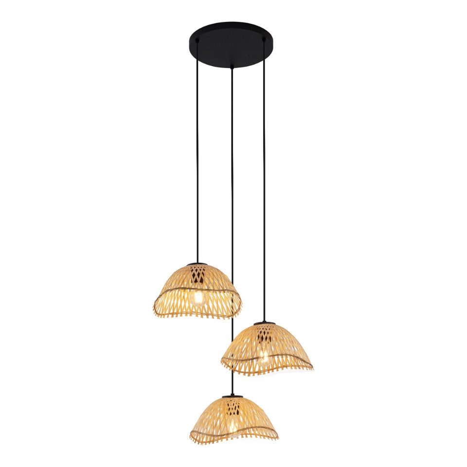Qazqa Pendelleuchte Lily, ohne Leuchtmittel, Extra-Warmweiß, QAZQA Hängeleuchte, e27, Naturel, Bamboo, Bohemian